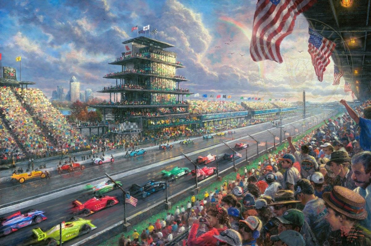 Indy Excitation 100 ans de course à Indianapolis Motor Speedway Thomas Kinkade Peintures à l'huile